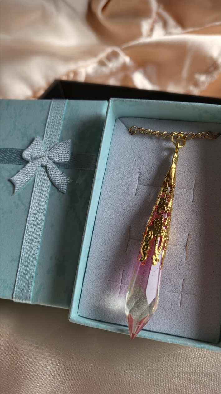 Pink and yellow cute resin Crystal pendant necklace
