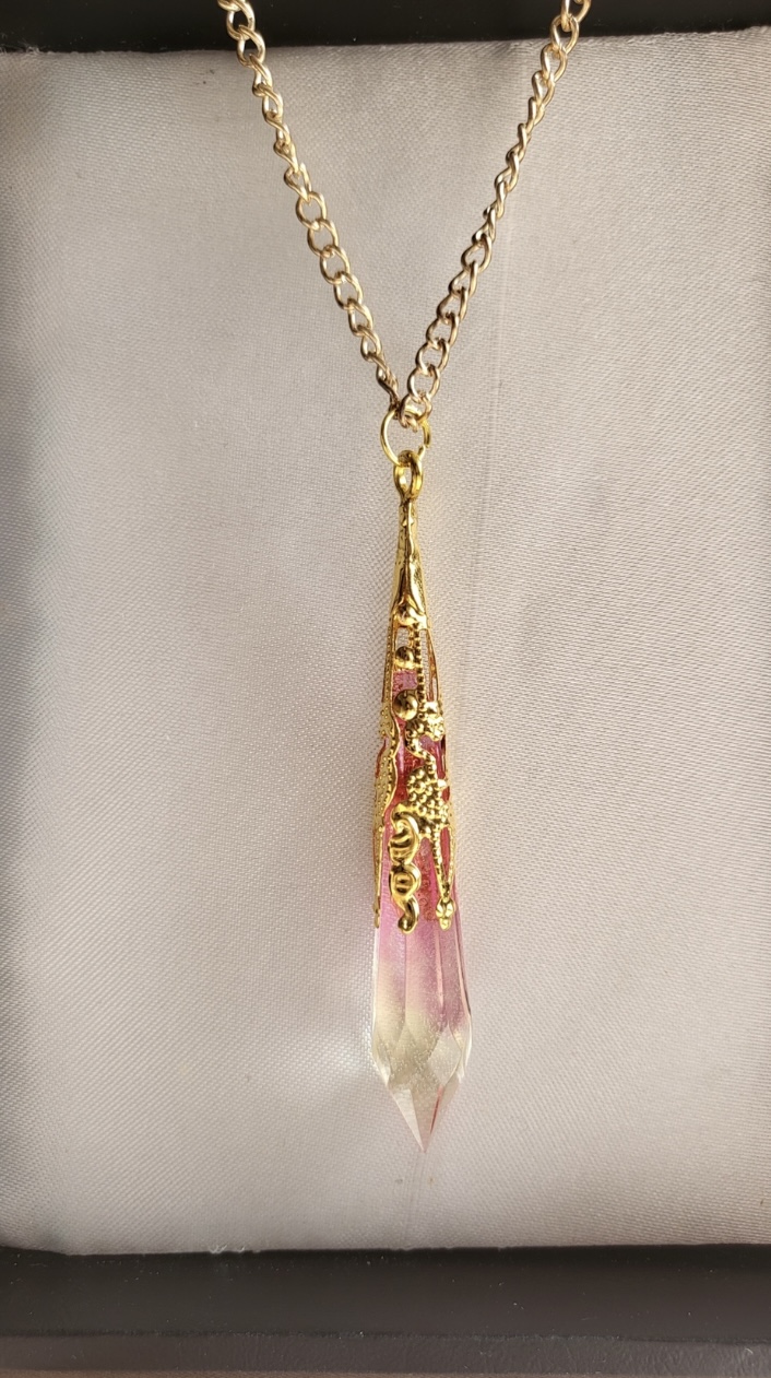 Pink and yellow cute resin Crystal pendant necklace