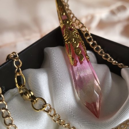 Pink and yellow cute resin Crystal pendant necklace