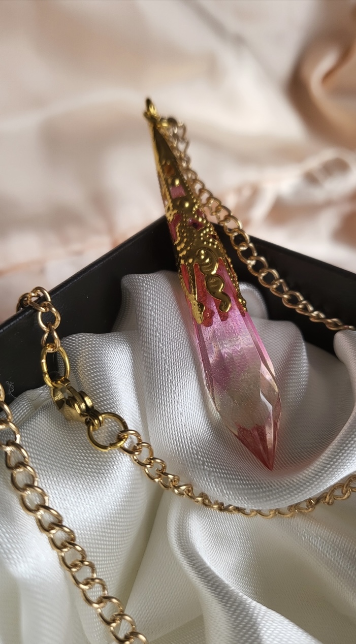 Pink and yellow cute resin Crystal pendant necklace