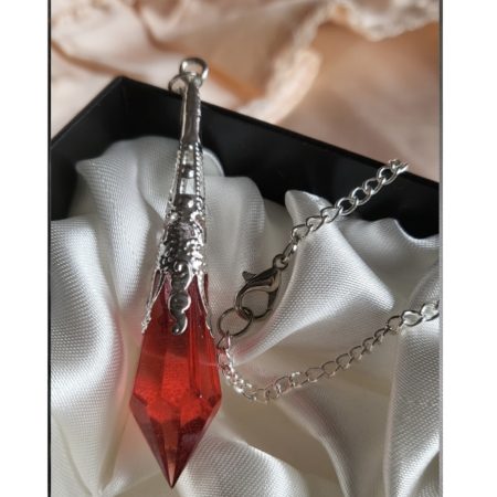 Ruby red vampire themed resin Crystal pendant necklace