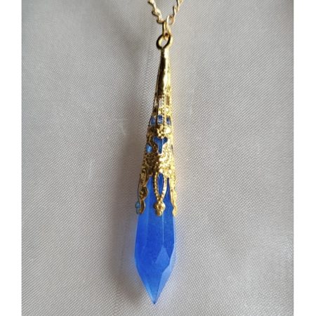 Royal blue and gold resin Crystal pendant necklace