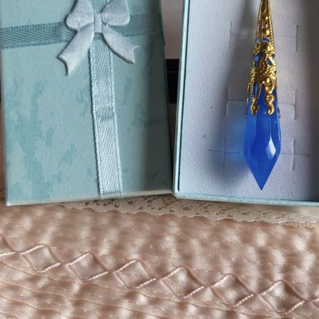 Royal blue and gold resin Crystal pendant necklace