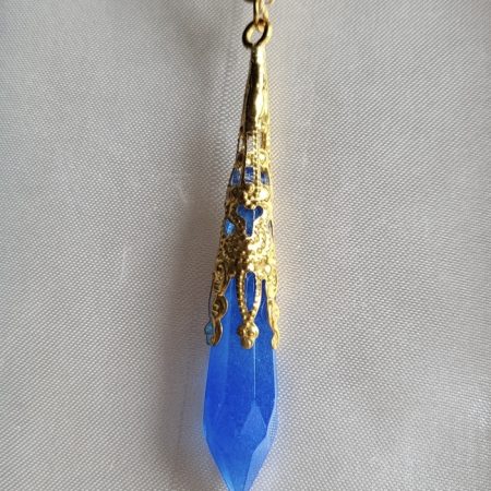 Royal blue and gold resin Crystal pendant necklace