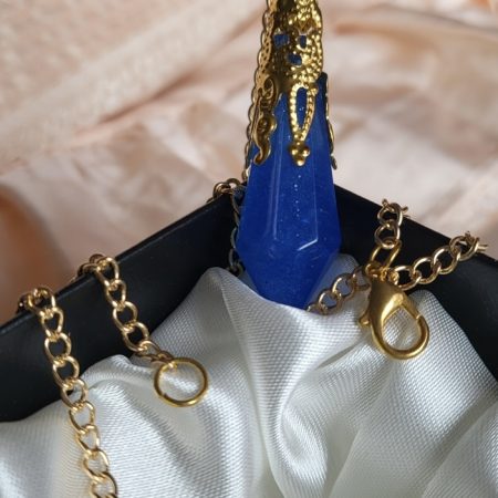 Royal blue fantasy themed pendant necklace