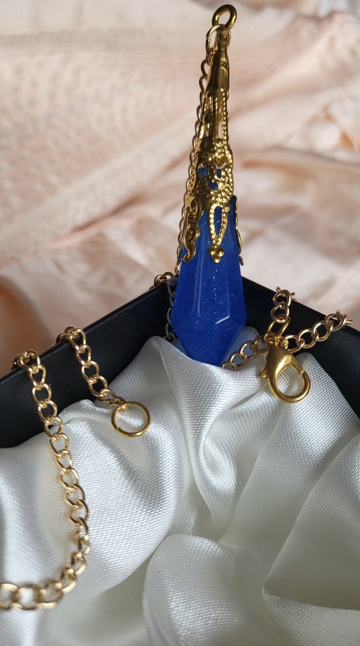 Royal blue fantasy themed pendant necklace