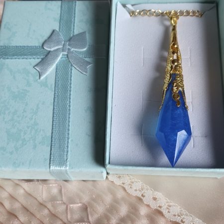 Royal blue fantasy themed pendant necklace