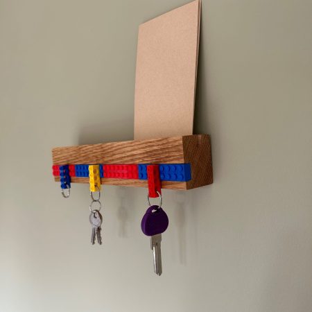 Solid Oak Shelf with integrated key and letter holder