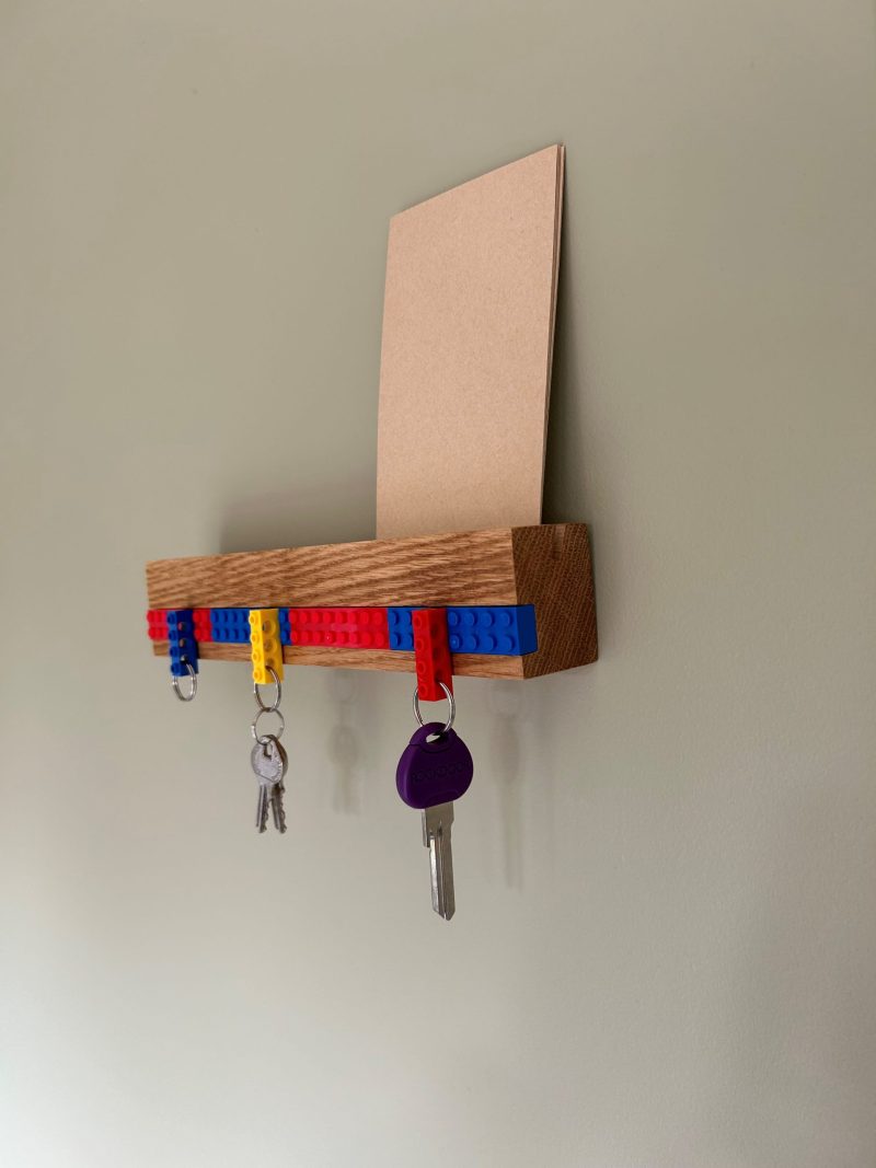 Solid Oak Shelf with integrated key and letter holder