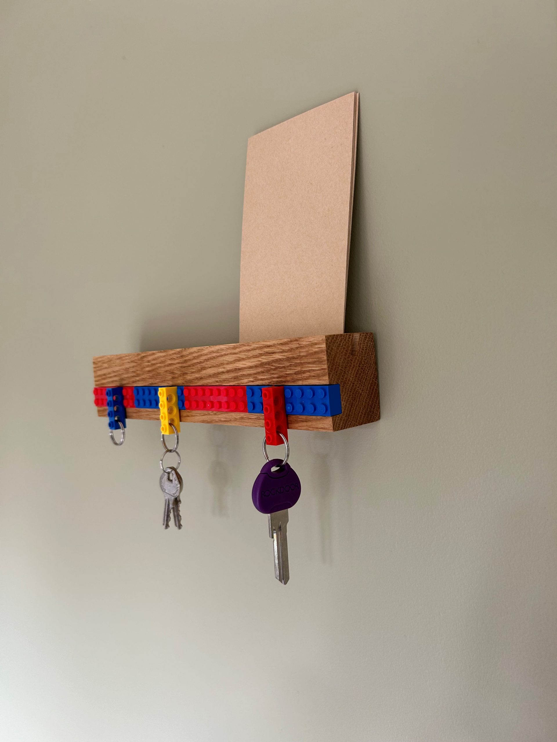 Solid Oak Shelf with integrated key and letter holder