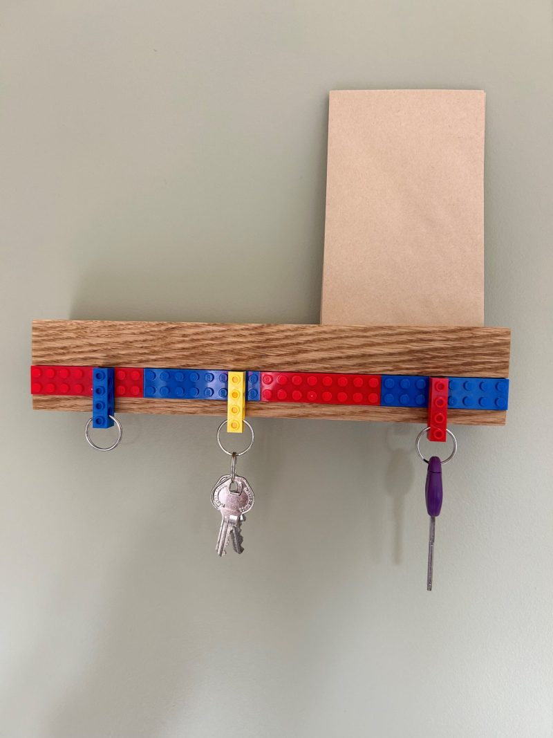 Solid Oak Shelf with integrated key and letter holder