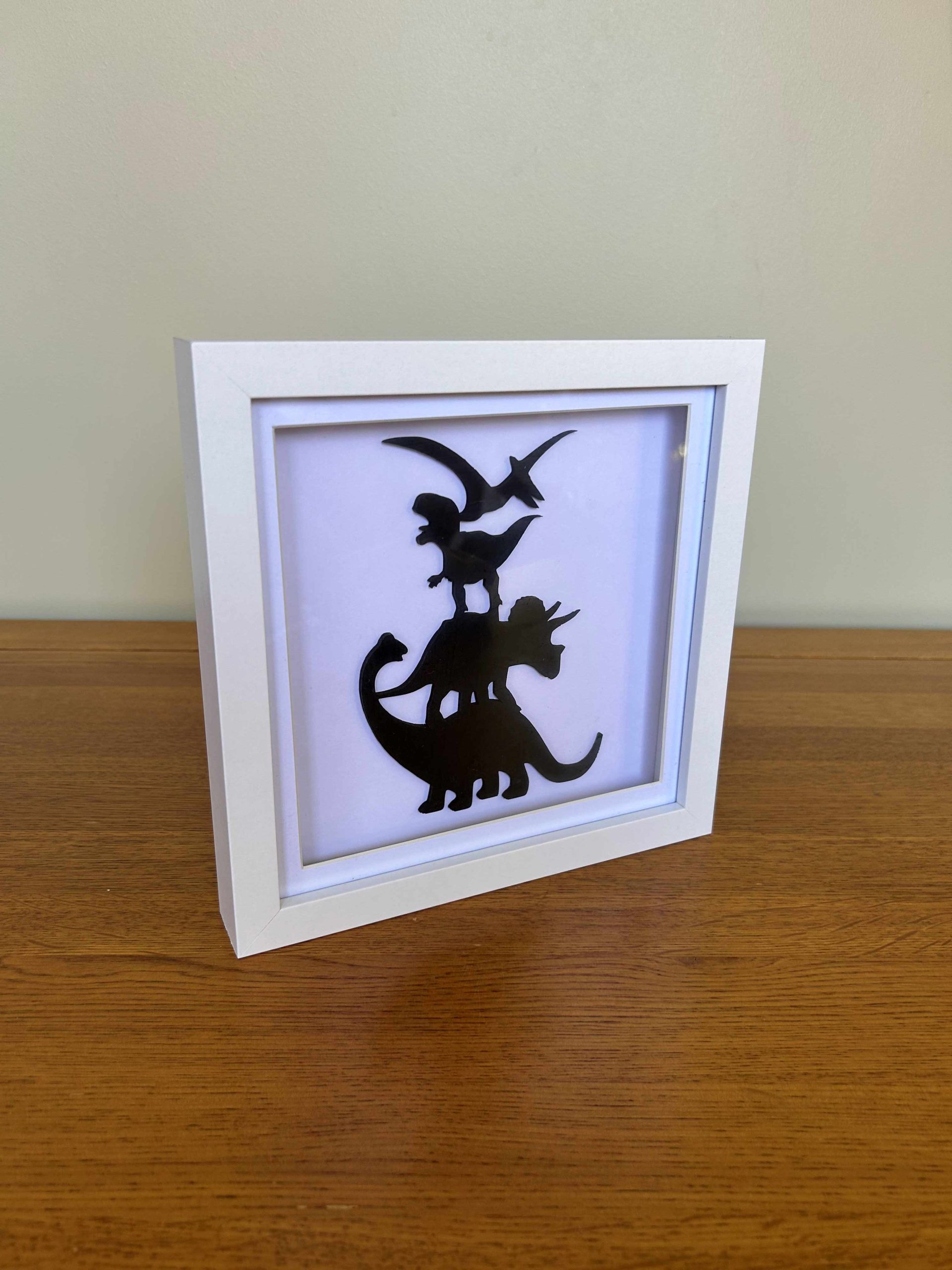 Dinosaurs - Wood Silhouette Framed Art Pop Toy Films Home