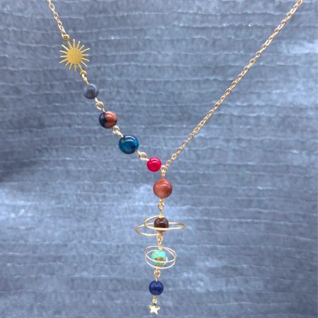 Celestial Planet Solar System Earrings, Sun Moon & Stars Earrings, Gold Wire Wrapped Space Jewellery