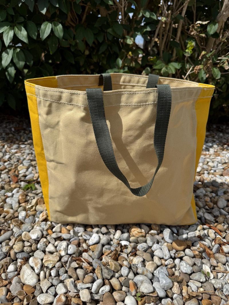 Handmade coloured canvas strong shopping tote bag