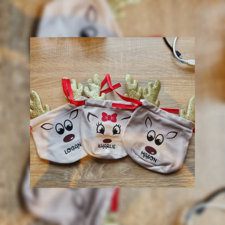 Personalised reindeer pouches