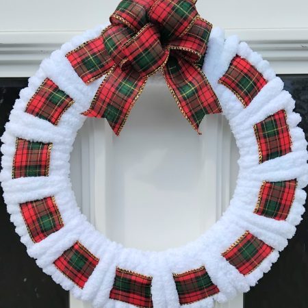 Tartan yarn wreath, tartan door wreath, tartan wall wreath Christmas wreath