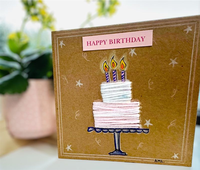 Handmade birthday cake card for adults and children