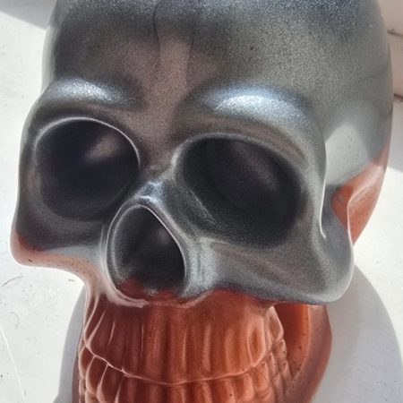 Silver and Copper Halloween Epoxy Resin Skull