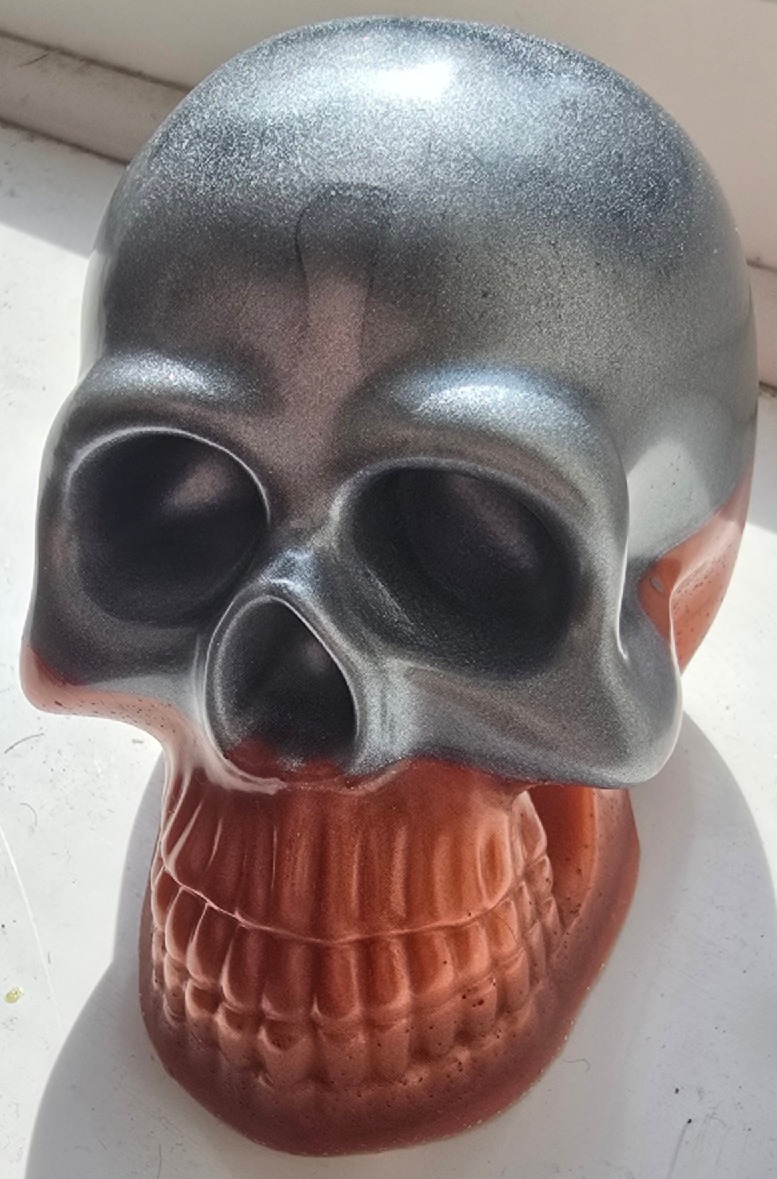 Silver and Copper Halloween Epoxy Resin Skull