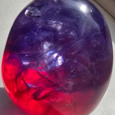 Purple and Red with Clear Stones Halloween Epoxy Resin Skul