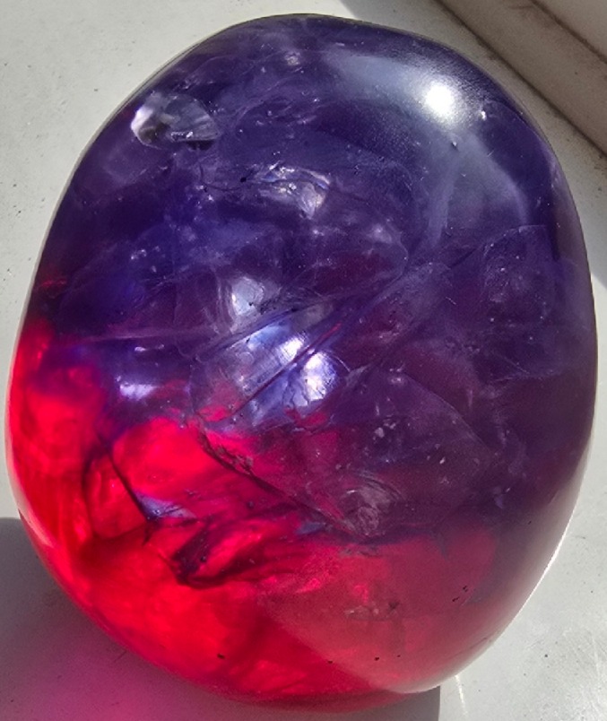 Purple and Red with Clear Stones Halloween Epoxy Resin Skul