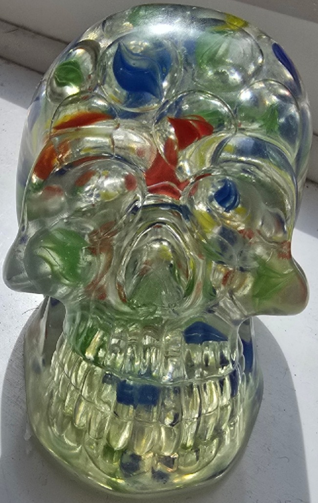 Halloween Epoxy Resin Skul with Multi Coloured Marbles