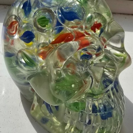 Halloween Epoxy Resin Skul with Multi Coloured Marbles