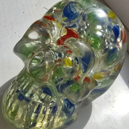 Halloween Epoxy Resin Skul with Multi Coloured Marbles