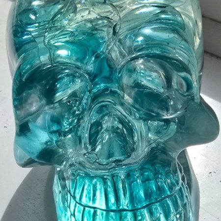 Clear Blue Stone Halloween Epoxy Resin Skull