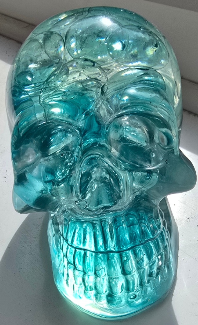Clear Blue Stone Halloween Epoxy Resin Skull