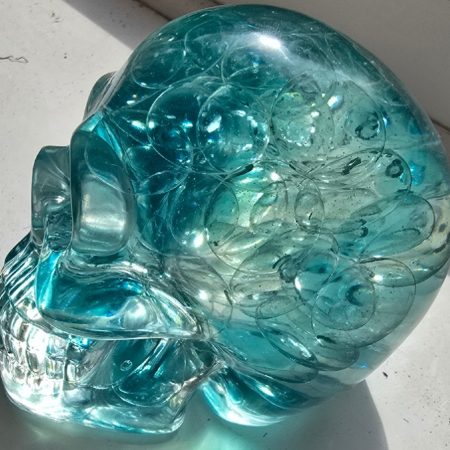 Clear Blue Stone Halloween Epoxy Resin Skull