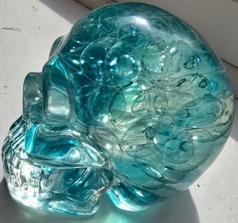 Clear Blue Stone Halloween Epoxy Resin Skull