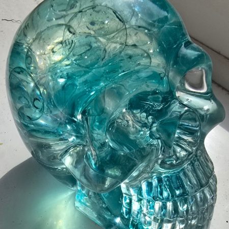 Clear Blue Stone Halloween Epoxy Resin Skull