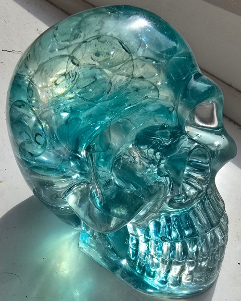 Clear Blue Stone Halloween Epoxy Resin Skull