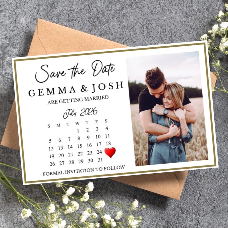 Personalised save the date invitation, Personalised Save the date fridge magnet