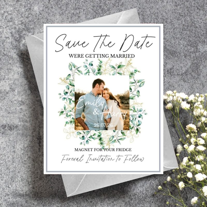 Personalised save the date invitation, Personalised Save the date fridge magnet