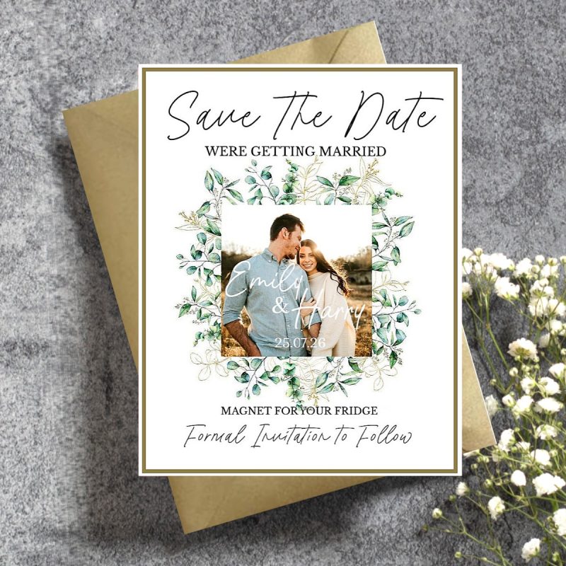 Personalised save the date invitation, Personalised Save the date fridge magnet