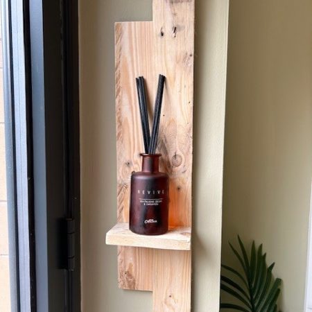 Rustic wood single shelf made from reclaimed pallet wood