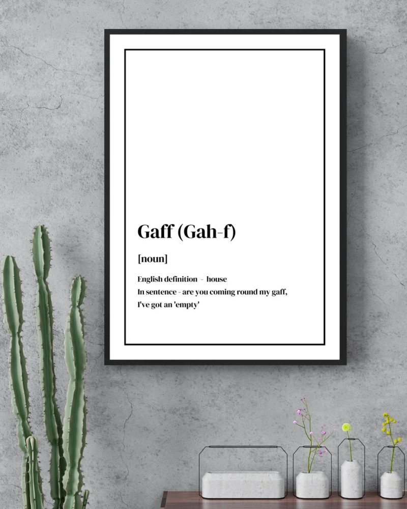 Unframed Scottish slang word 'Scunnered' with description, patter, dialect. A3 size