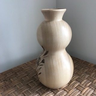 Double ‘Gourd’ Pyrographed Hollow Vase