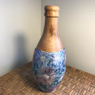 Iridescent Flower Decorated Bottle Vase