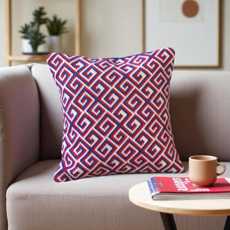 Contemporary needlepoint cushion