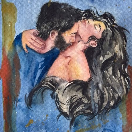 Lovers, watercolor painting