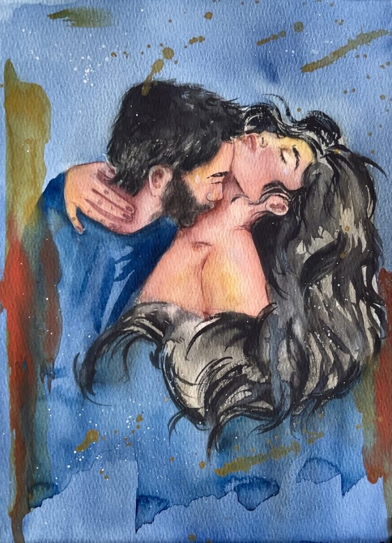 Lovers, watercolor painting