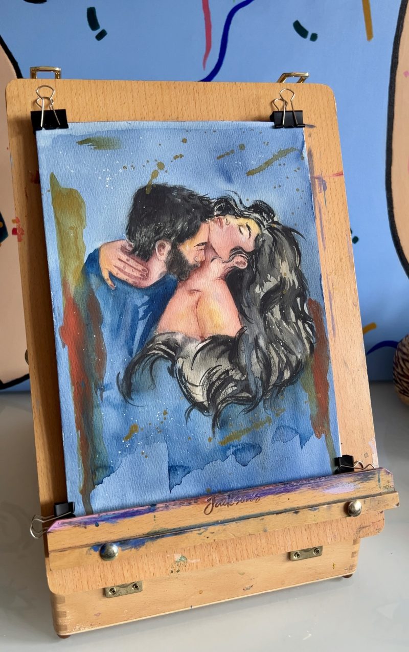 Lovers, watercolor painting