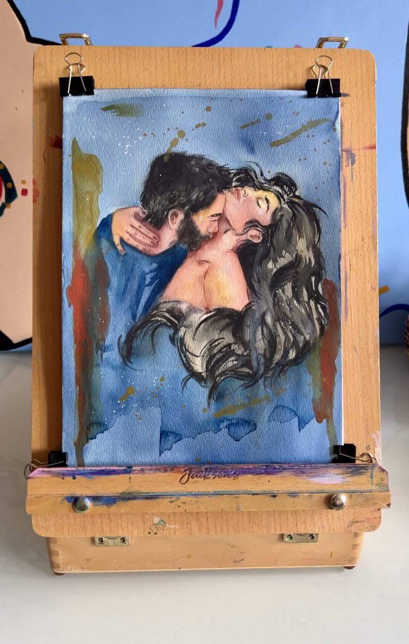Lovers, watercolor painting