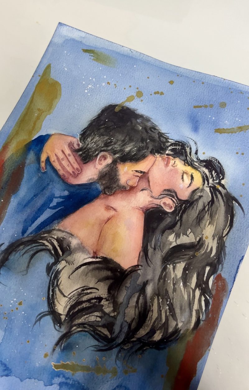 Lovers, watercolor painting
