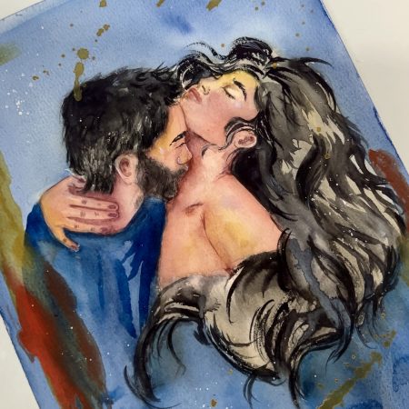 Lovers, watercolor painting