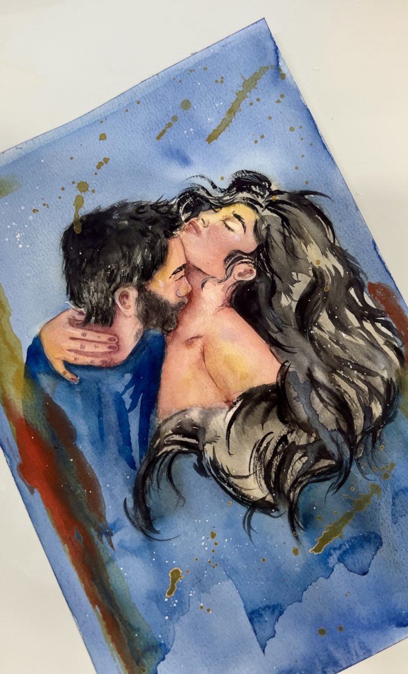 Lovers, watercolor painting