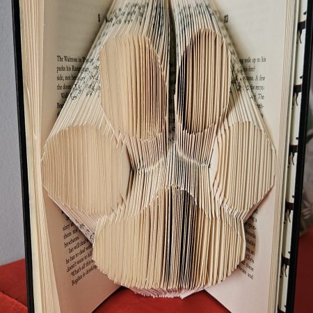 Folded Book Art. Paw print. Recycled Book Gift.